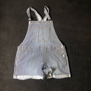 No Boundaries stripe overall shorts